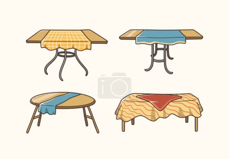 Illustration for Set of wooden tables sticker design, icon design and vector illustration - Royalty Free Image