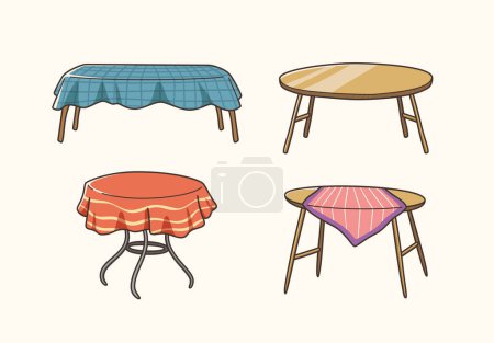 Illustration for Set of wooden tables sticker design, icon design and vector illustration - Royalty Free Image