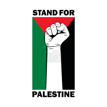 Palästinensische Flaggenvektorillustration mit Handzeichen und Symbol. Ständer für Palästina-Vorlage, Banner, Plakatgestaltung.