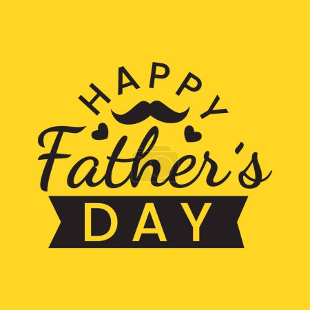 Diseño tipográfico feliz día de los padres con un bigote y corazones sobre fondo amarillo. Papá, mi ilustración del rey. El mejor padre en diseño de camisetas. Plantilla de celebración del día de los padres, banner, póster, tarjeta