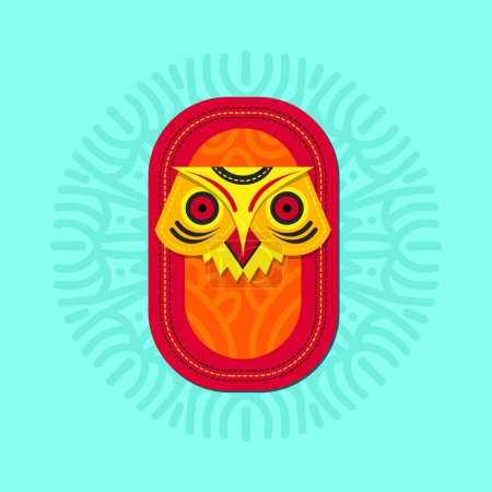 Illustration for Boishakhi Mask vector illustration for Bengali new year shovo noboborsho. Pohela boishakh Mask painting. Owl birds colorful vector illustration. - Royalty Free Image