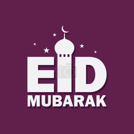Téléchargez les illustrations : Eid moubarak vecteur lettrage concept avec une mosquée. Eid ul adha musulman célébrant la bannière, l'affiche, la conception de gabarits. - en licence libre de droit