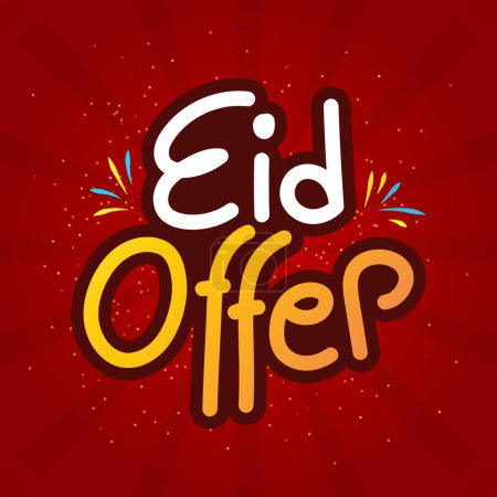 Eid Offer lettering Logo with confetti. Eid sale greeting template. Vector Offer Sign for Sales. 