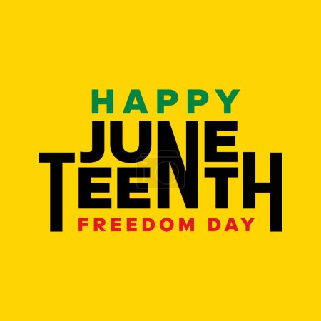 Happy Juneteenth Banner Design für die Feier des National Independence Day oder Tag der Freiheit in den Vereinigten Staaten. Jubiläumstag am 19. Juni. Amerikanischer jährlicher Feiertag für schwarze Freiheit. Jungendtypografie.