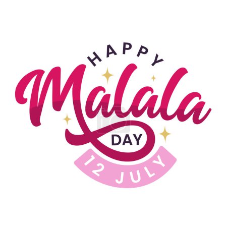 Happy Malala Day template design. Malala day hand drawn typography illustration. July 12 is observed around the world as Malala Day. Malala Yousafzai, the Pakistani girls' education activist.