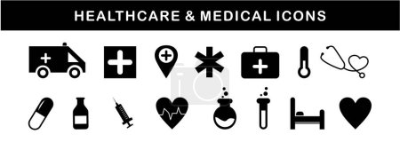 Téléchargez les illustrations : Symboles Médecine et Santé icône web Illustration vectorielle simple. - en licence libre de droit