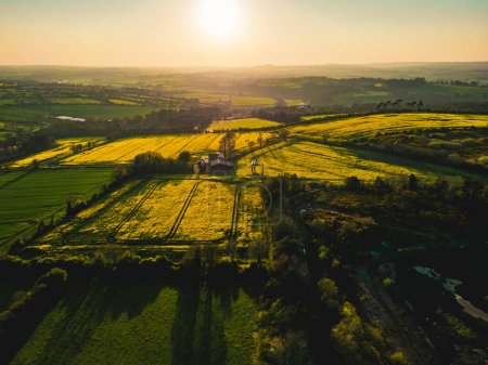 Photo for Patchwork of fields in Ireland, taken from a bird's eye view by a drone - Royalty Free Image