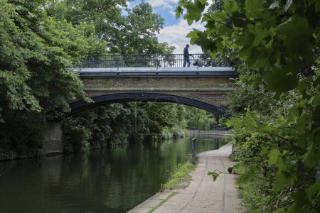Photo for London - 29 05 2022: Brick bridge over Regent's Canal. - Royalty Free Image