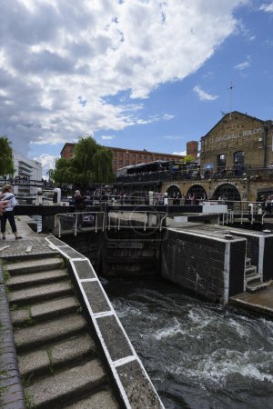 Photo for London - 29 05 2022: Lock on the Regent's Canal in Camden Town. - Royalty Free Image