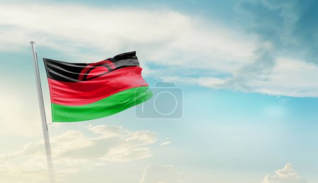 Photo for Malawi waving flag in beautiful sky. - Royalty Free Image