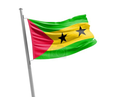 Téléchargez les photos : Sao Tome and Principe waving flag on white background - en image libre de droit