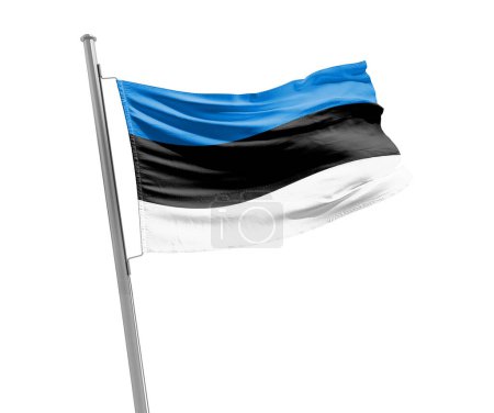 Téléchargez les photos : Estonie agitant drapeau sur fond blanc - en image libre de droit