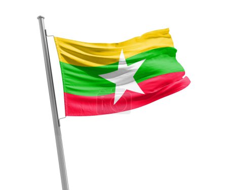 Foto de Myanmar  waving flag on white background - Imagen libre de derechos