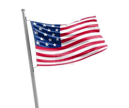 Téléchargez les photos : United States waving flag on white background - en image libre de droit