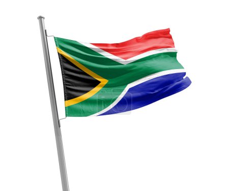 Foto de Sudáfrica ondeando bandera sobre fondo blanco - Imagen libre de derechos