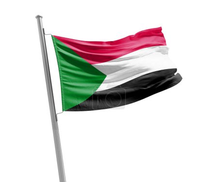 Téléchargez les photos : Sudan waving flag on white background - en image libre de droit