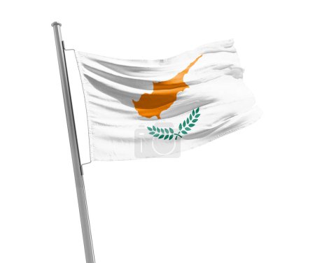 Foto de Chipre ondeando bandera sobre fondo blanco - Imagen libre de derechos