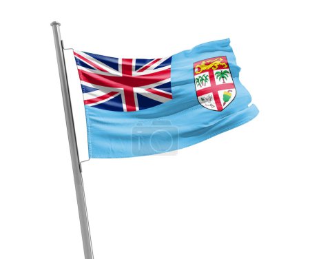 Téléchargez les photos : Fidji, brandissant le drapeau sur fond blanc - en image libre de droit