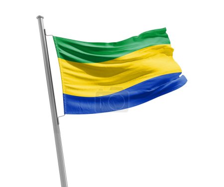 Téléchargez les photos : Drapeau du Gabon agitant sur fond blanc - en image libre de droit