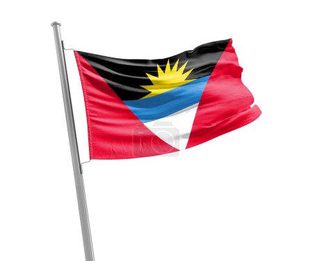 Foto de Antigua and Barbuda waving flag on white background - Imagen libre de derechos