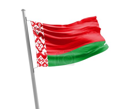 Foto de Belarús ondeando bandera sobre fondo blanco - Imagen libre de derechos