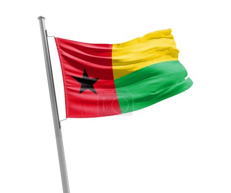 Photo for Guinea-Bissau waving flag on white background - Royalty Free Image