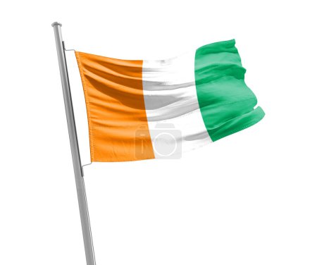 Téléchargez les photos : Ivory island waving flag on white background - en image libre de droit