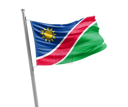 Foto de Namibia ondeando bandera sobre fondo blanco - Imagen libre de derechos
