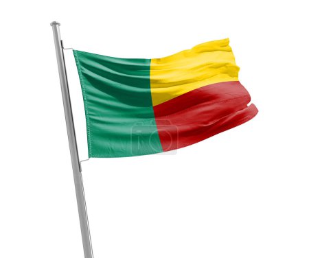 Foto de Bandera Benin ondeando sobre fondo blanco - Imagen libre de derechos
