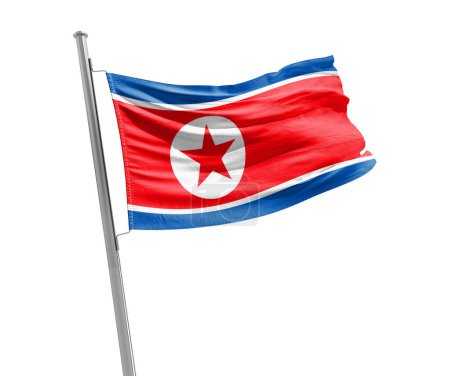 Photo for North Korea waving flag on white background - Royalty Free Image