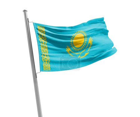 Foto de Kazakhstan waving flag on white background - Imagen libre de derechos
