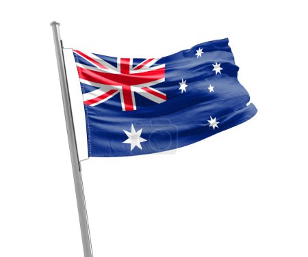 Foto de Australia ondeando bandera sobre fondo blanco - Imagen libre de derechos