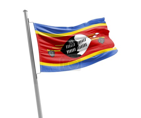 Foto de Eswatini ondeando bandera sobre fondo blanco - Imagen libre de derechos