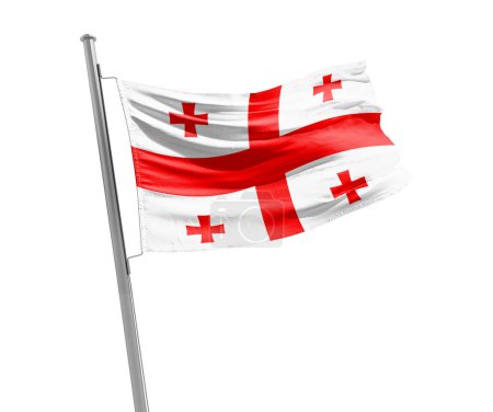Foto de Georgia ondeando bandera sobre fondo blanco - Imagen libre de derechos