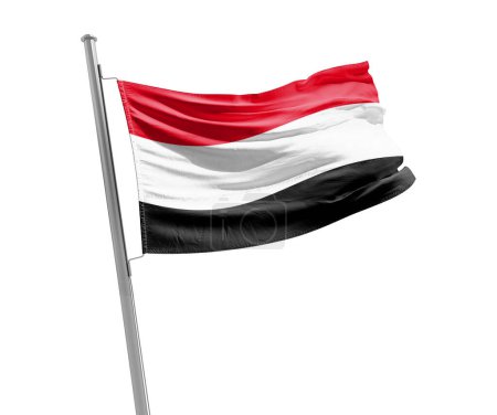Téléchargez les photos : Yémen agitant un drapeau sur fond blanc - en image libre de droit