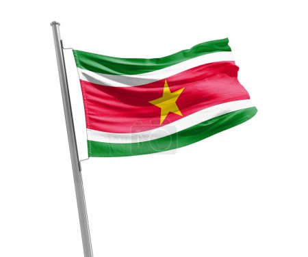 Photo for Suriname waving flag on white background - Royalty Free Image