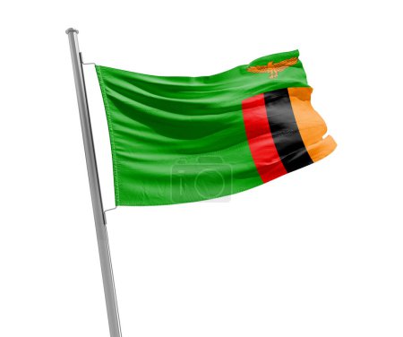 Foto de Zambia ondeando bandera sobre fondo blanco - Imagen libre de derechos