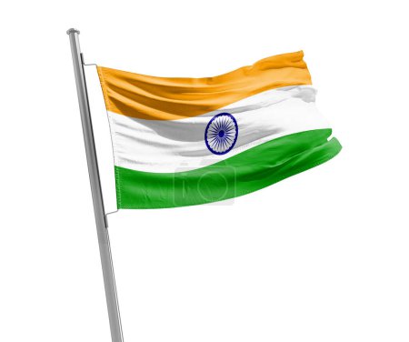 Téléchargez les photos : Inde, brandissant le drapeau sur fond blanc - en image libre de droit