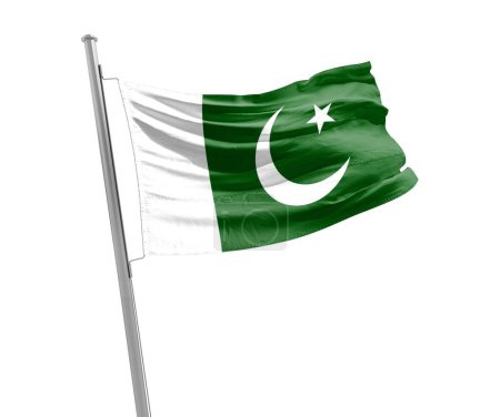 Téléchargez les photos : Drapeau du Pakistan agitant sur fond blanc - en image libre de droit