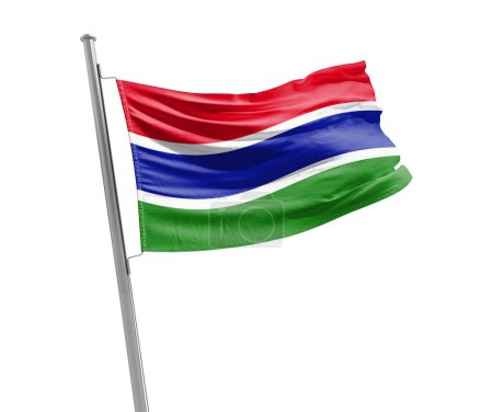 Téléchargez les photos : Gambia waving flag on white background - en image libre de droit