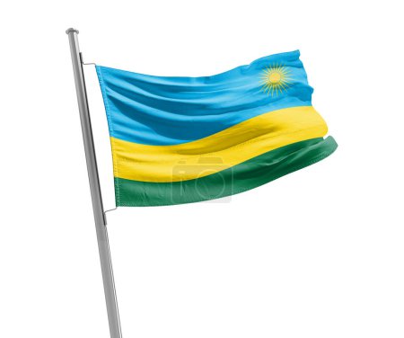 Téléchargez les photos : Rwanda waving flag on white background - en image libre de droit