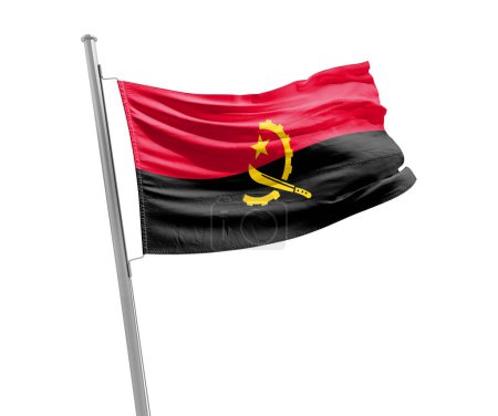 Téléchargez les photos : Angola waving flag on white background - en image libre de droit