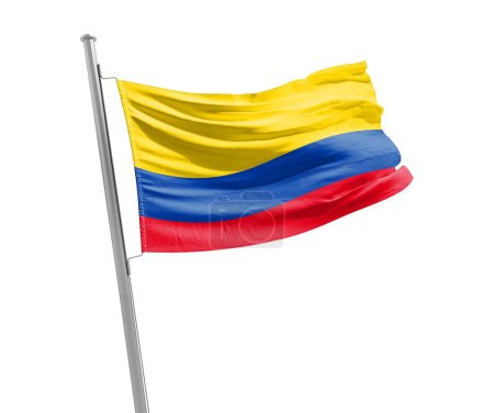Foto de Colombia ondeando bandera sobre fondo blanco - Imagen libre de derechos