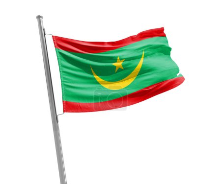 Téléchargez les photos : Mauritania waving flag on white background - en image libre de droit