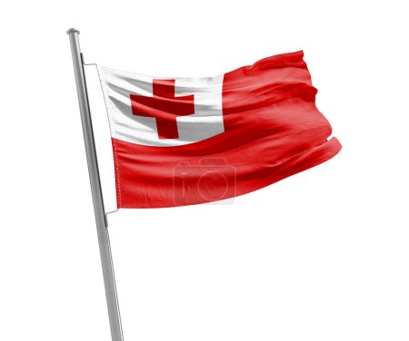 Foto de Tonga ondeando bandera sobre fondo blanco - Imagen libre de derechos