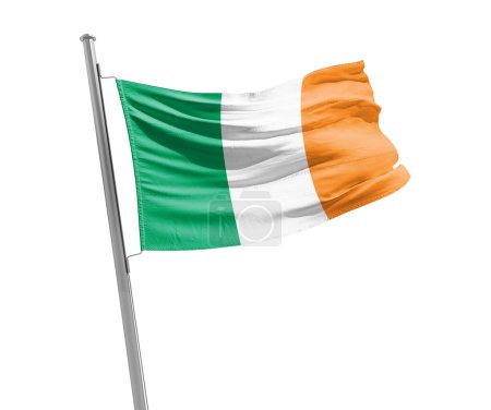 Foto de Irlanda ondeando bandera sobre fondo blanco - Imagen libre de derechos