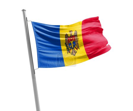 Foto de Moldavia ondeando bandera sobre fondo blanco - Imagen libre de derechos