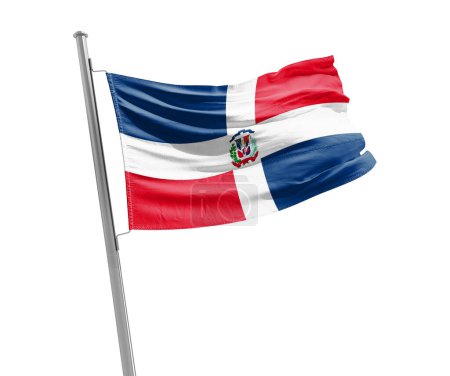 Photo for Dominican Republic waving flag on white background - Royalty Free Image