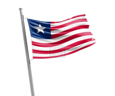 Foto de Liberia ondeando bandera sobre fondo blanco - Imagen libre de derechos