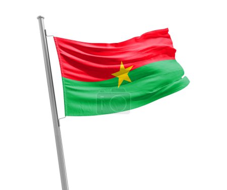 Téléchargez les photos : Drapeau du Burkina Faso agitant sur fond blanc - en image libre de droit